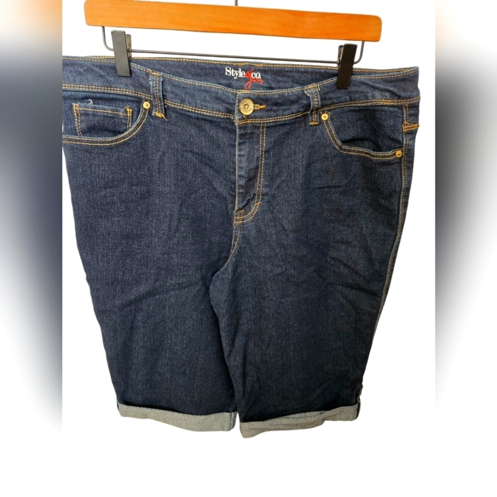 Style & Co Dark Blue Denim Shorts Size 16